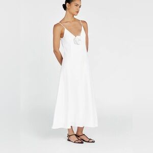 NWT DISSH ROSETTE WHITE LINEN MAXI DRESS
